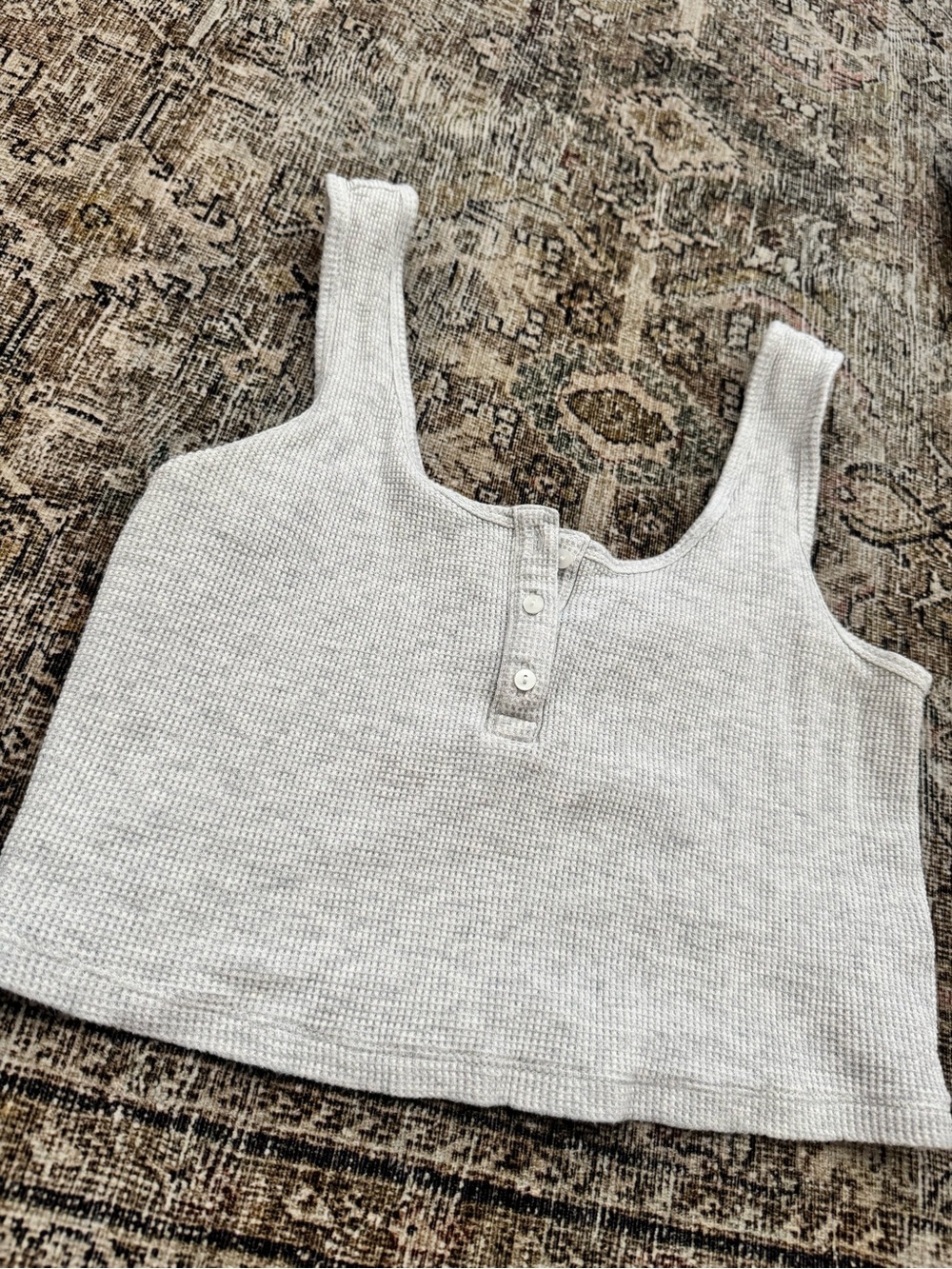 Old Navy Waffle Knit Crop Tank Top in Light Gray